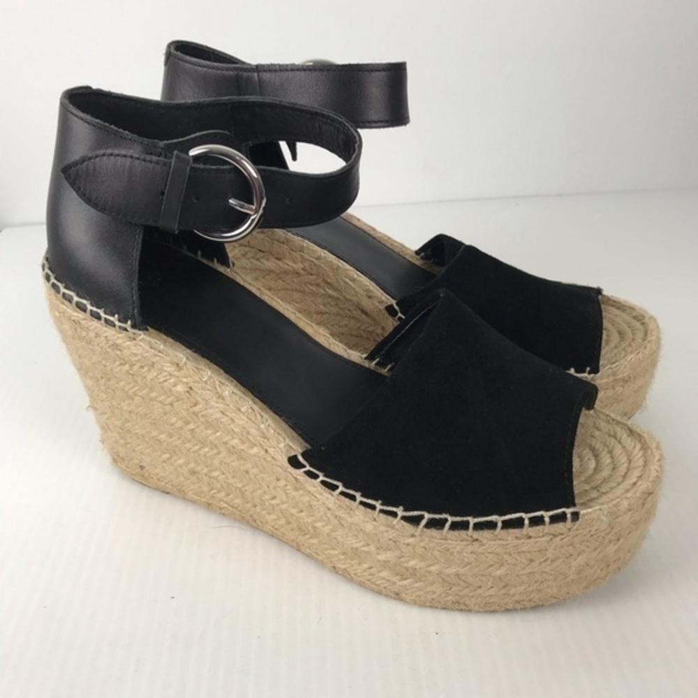 Marc Fisher Black Espadrille Wedge Sandals